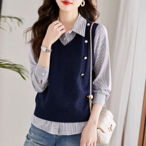 Fashion Autumn Designer Knit Vest Blouse
