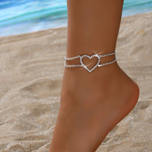 1PC Womens Fashion Trendy Heart Shaped Foot Chain Jewelry Accessories Suitable for Date Party Festival Gifts-6025