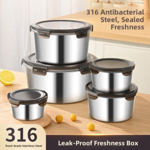 MONLEYTA | Airtight Round Stainless Steel 316 Food Grade Lunch Box Soup Bowl For Office Workers Instant Noodles Packaging Box Manliata