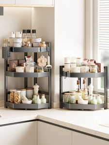 ชั้นวางของเหลวสามเหลี่ยมเหล็กไมโครเวฟอเนกประสงค์สำหรับใช้ในครัว ชั้นวางเครื่องปรุงรส ชั้นวางของเหลว 3 ชั้น