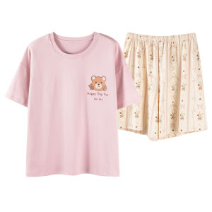 Bộ đồ ngủ MiiOW cho nữ làm  vải cotton có đệm ngực tay ngắn quần ngắn thoáng khí