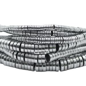 Coin Shape Natural Stone Silver Color Hematite 3/4/6/8MM Flat Round Spacer Loose Beads For Jewelry Making DIY Bracelet Findings