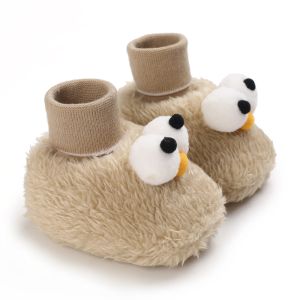 Cute Cartoon Baby Bear Shoes for Boys and Girls Soft Cotton Anti Slip Monochromatic Newborn Walking New Winter