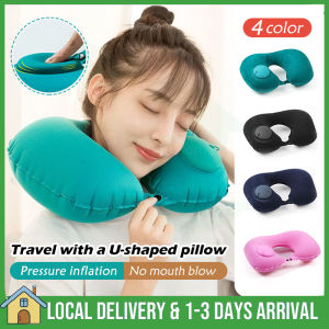 Neck U-Shape Travel Pillow Press Type Inflatable Pillows Folding Neck Cushion Camp Beach Car Plane Head Rest