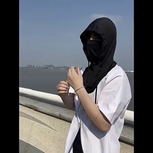 หมวกฤดูร้อน UPF50 + หมวกกันแดดผ้าคลุมหน้าผ้าคลุมศีรษะผ้าพันคอผ้าคลุมศีรษะผ้าไหมน้ำแข็งขี่จักรยานป้องกันรังสียูวีหมวกกันแดด