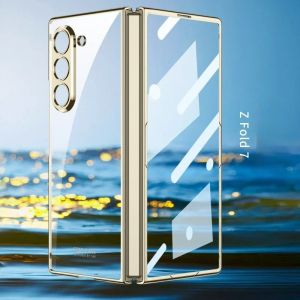 Transparent with Shell Film Electroplating Phone Case for Samsung Z Fold 7 6 5 Fold7 Fold6 Shockproof Protective Cover