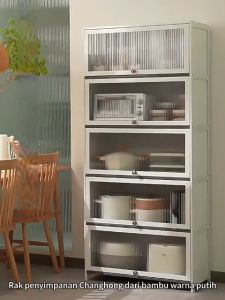 Rak Dapur Lemari Dapur Rak Microwave Dapat Ditumpuk Prasmanan Bumbu Bambu Penyimpanan Sederhana 140CM