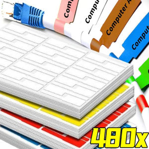 Dizoey 150/480pcs Self-Adhesive Cable Labels Writable Cable Tags Colorful Waterproof Wire Marking Ties Printer Sticker Organizer Label