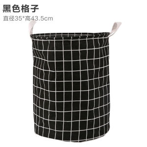 ถังเสื้อผ้าสีบริสุทธิ์แบบพับได้สำหรับใช้ในบ้าน ทรงกลม ผลิตจากผ้าฝ้ายและลินิน ช่องจัดระเบียบของเล่น อุปกรณ์จัดระเบียบในครัวเรือน