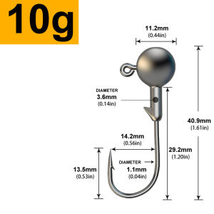 MrLurion 40pcs 1g-28g fishing jig head hooks Weighted Hooks for Soft Worm Swimbait Freshwater Saltwater Bass Pike Tackle