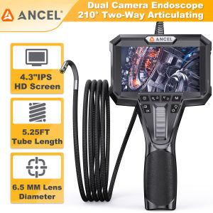 ANCEL | ANCEL AN302 6.5MM Dual Lens HD Borescope Inspection Camera Two-Way Articulating Endoscope 7 LED Lights Car Inspection Tool