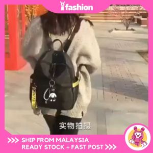 iFASHION 1688 READY STOCK Women Ladies Fashion Simple School Nylon Backpack Bag Wanita Beg Sekolah Murah Galas Tangan Bahu Hitam