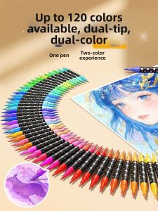MINGZHUO | Glitter Acrylic Two-Tipped Soft-Headed Art Marker 48 Colors