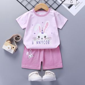 Pure Cotton Short Sleeve Childrens Set Baby Boy Summer Clothes round Dot Pattern Korean Style Thin Cotton Fabric A-Class Safety
