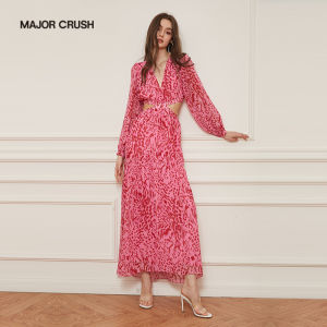 Romantic French Floral Soft Chiffon Midi Dress