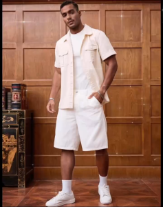 Mens Stylish High-Quality Denim Shorts Non-Elastic white Tapered Fit Comfortable Everyday Wea