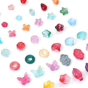 20pcs Glass Lampwork Beads Heart Star Flower Butterfly Charm Beads for Necklace Bracelet Earring DIY Jewelry Making Supply
