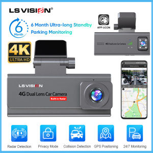 LS VISION 2K 2 Lens 4G Dash Camera Dual Radar Vehicle Monitoring Built-in G-sensor GPS APP Map Positioning Video Recorder Dashcam Parking Guard Mode with Night Vision