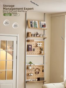 ZUNYU | Free-standing Perforated Aluminum Shelving Multi-storage and Coat Hanger