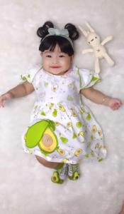 Dress Bayi Perempuan Brukat Alpukat untuk Anak 6-18 Bulan Free Celana Dalam Bayi Murah Terjangkau / Dress Baby Gaun Bayi Bahan Katun / Bisa COD Bayar di Tempat