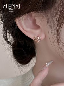 WENXI | Flashy Heart Rose Gold No-Piercing Ear Cuffs