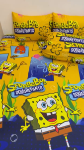 SPREI MOTIF SPONGEBOB CHARACTER BERKLWALITAS NYAMAN SET SARBAN SARGUL