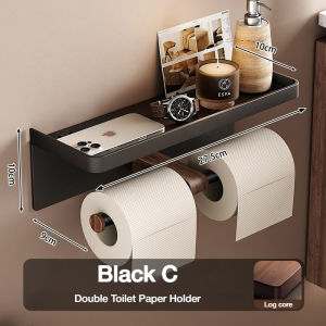 Walnut Toilet Paper Box Toilet Paper Holder Wall-Mounted Face Towel Storage Roll Paper Holder Paper Towel Holder Phone Holder