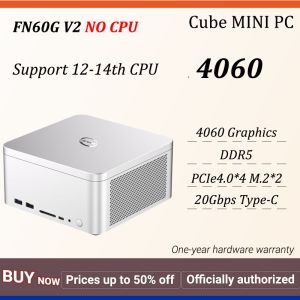 FN60G MINI PC Dedicate Card DDR5 Dual M.2 2280 NVME SSD PCIE 4.0 5 Screen Display 4K 60Hz HD Desk Gaming Computer