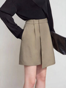 AMII | Autumn New Solid Color A-line Asymmetric Hem Work Leisure Skirt