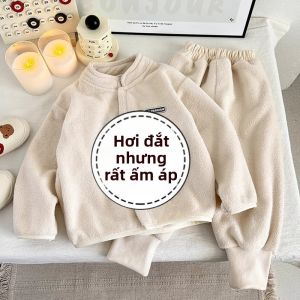 JIFANPAUL | Bộ Quần Áo 2 Mảnh Cho Bé Có Cổ Đứng và Lông Cừu Hai Mặt Giữ Ấm Mùa Đông