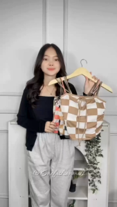 ONEFASHIONMALL Atasan Tanktop Bra Motif Kotak Kotak Crop Tee Tank Top Wanita Elastis BR092