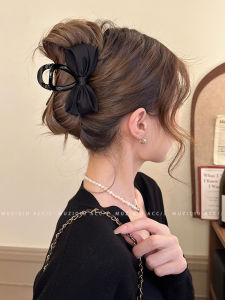 Elegant Black Butterfly Knot Hair Clip Womens Back of Head Bun Hair Clip Stylish Shark Clamp Fashionable Hair Accessories
