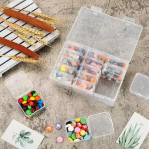 14 grid transparent plastic box packaging box for girls accessories portable handheld DIY handmade materials desktop storage