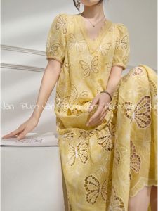 PlumJan | Đầm Giảm Cân Mùa Hè Thiết Kế Pháp V-Neck Tay Voan Ruffle