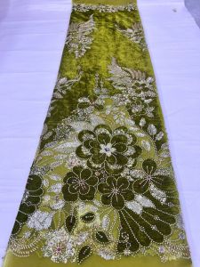OLEVO | 2026 Fashion French Velvet Mesh Lace Fabric With Sequins Embroidery Beaded African Nigerian Fabric For Wedding Dress AT2954