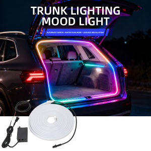KEVANLY | 4M Universal Car Trunk LED Strip Light Flexible Multi-Color RGB Dynamic Flowing Decoration Neon Atmosphere Light for Auto Trunk