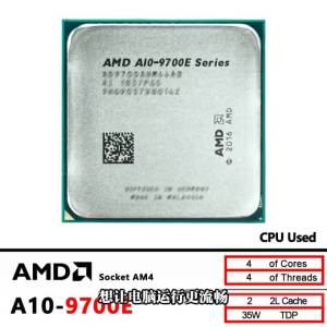 AMD | AMD A10 9700E A10-Series A10-9700E 3.0 GHz Used Quad-Core CPU AD9700AHM44AB / AD970BAHM44AB Socket AM4