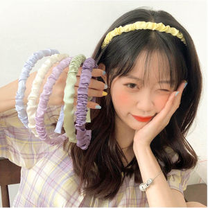 BEE - Bondu Scrunchie Korea & Bando Bandana Kerut Headband Warna Pastel