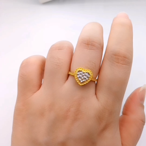 YON HING Cincin Love Diamond Cut 2 Tone Kosong (5D) Emas 916