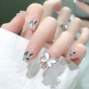 PINPAI 10PCS Big Size Nail Art Decoration Accessories Cat Eye Effect Butterfly Chrome Metal Crystal Nail Decorations Nail Art Tools