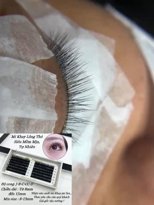 Mi khay Lông Thỏ siêu mềm,nhẹ_dày 0.03 độ cong J-B-C-CC-D (8-16mm) nối mi thiết kế,tàng hình-Thúy Hà