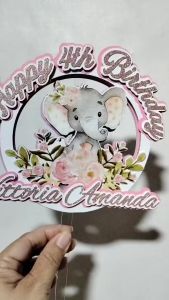 BABY ELEPHANT 3D CAKE TOPPER | Baby shower | Baptismal I Birthday (PERSONALIZED/CUSTOMIZED)