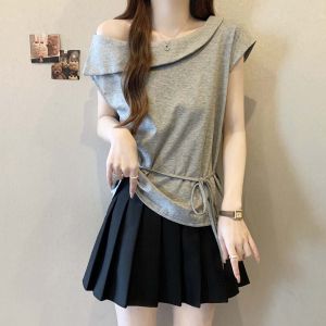 Ruffled Collar Off-Shoulder Plus Size T-Shirt