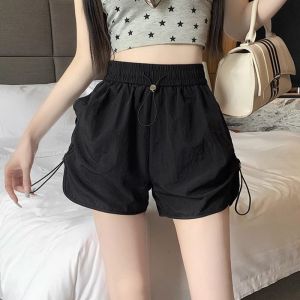 Ice Silk Quick Dry Short Pants Womens Summer Thin Loose A-Line Wide Leg Casual Sports Shorts Hot Pants High Waist Korean Style Commute