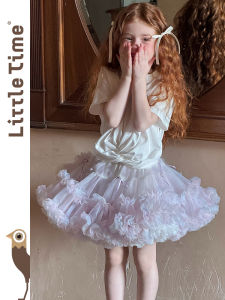 Summer New Kids Heart Short Sleeve Top Half Skirt Set