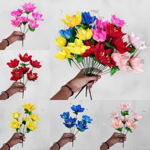 Bunga Aster Mangkok Cabang 6 Artificial Buatan - Bunga kain hias plastik dekorasi seserahan hantaran Pelaminan Wedding Seruni Artifisial grosirbungasurabaya importberkualitas