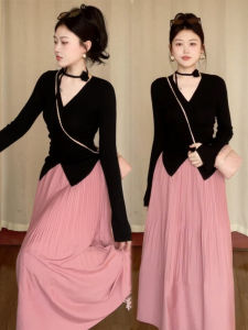 PEIZIXUAN | French Gentle Long-sleeved Black Dress