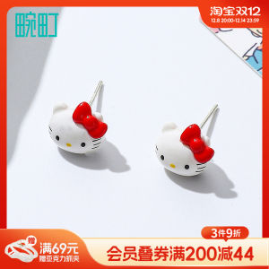 Cute Cartoon Cat Earrings Womens Fashion Jewelry HelloKitty Ear Studs Animal Pattern Adorable Kitty Ear Decorations