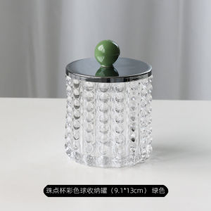 High-Grade Glass Cotton Swab Cotton Pad Storage Box Cotton Swab Jewelry Hair Ring Storage Tank Good-looking Dopamine Home