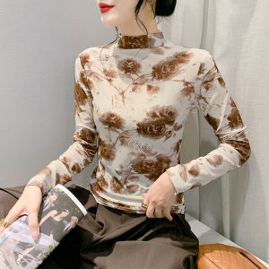 YIMEI เสื้อเชิ้ต เสื้อยืด แขนยาว ฟิต เนส กลุ่มตา พร้อม เสื้อยืด แขนยาวมือ 2023 เวอร์ชั่น เกาหลี ฤดูใบ ไม้ร่วงสไตล์ ตะวันตก บาง